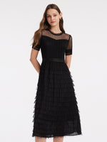 Short Sleeve Mesh Layered Dress Test Test GOELIA