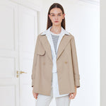 Crop Women Trench Coat With Belt GOELIA