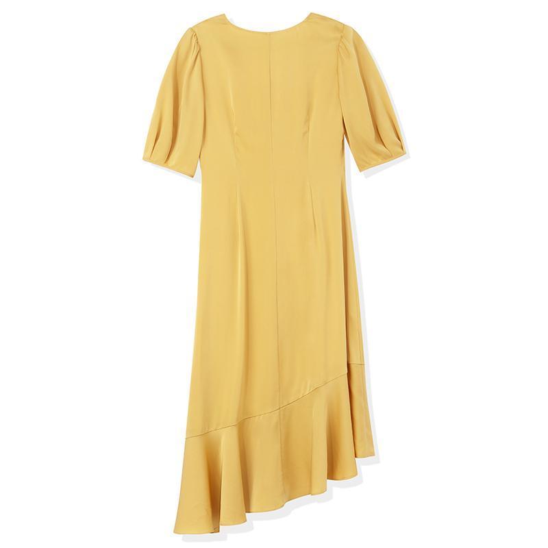 22 Momme Silk Puff Sleeve Dress GOELIA