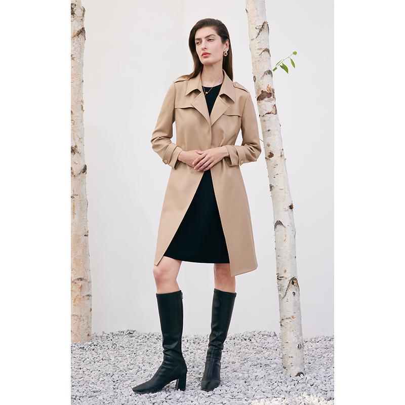 Worsted Wool Trench Coat With Belt GOELIA