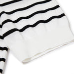 Black And White Striped Top And Mesh Half Women Skirt Two-piece Set GOELIA