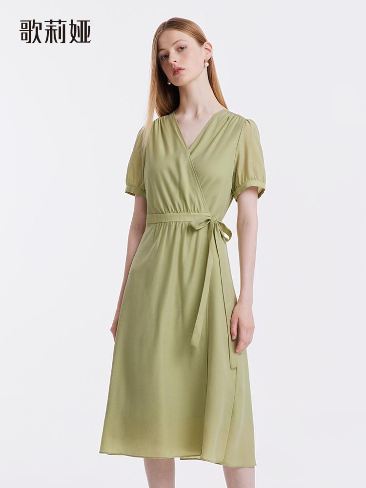 Diacetate Gathered Waist Dress GOELIA