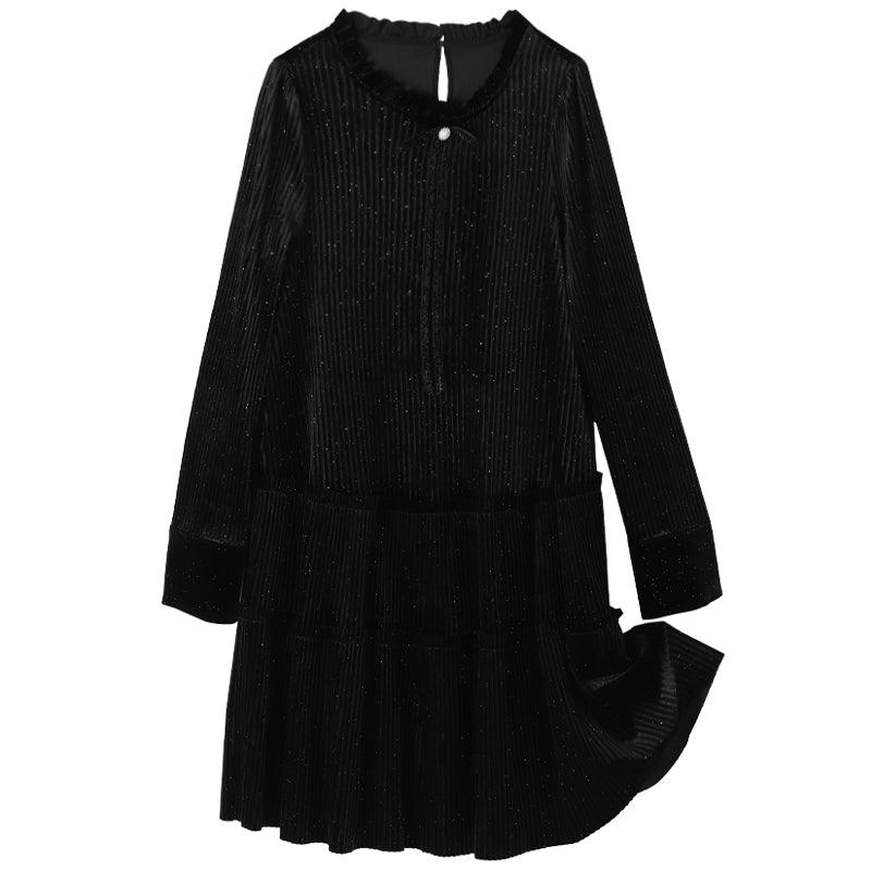 Velvet Pressed Pleated Dress