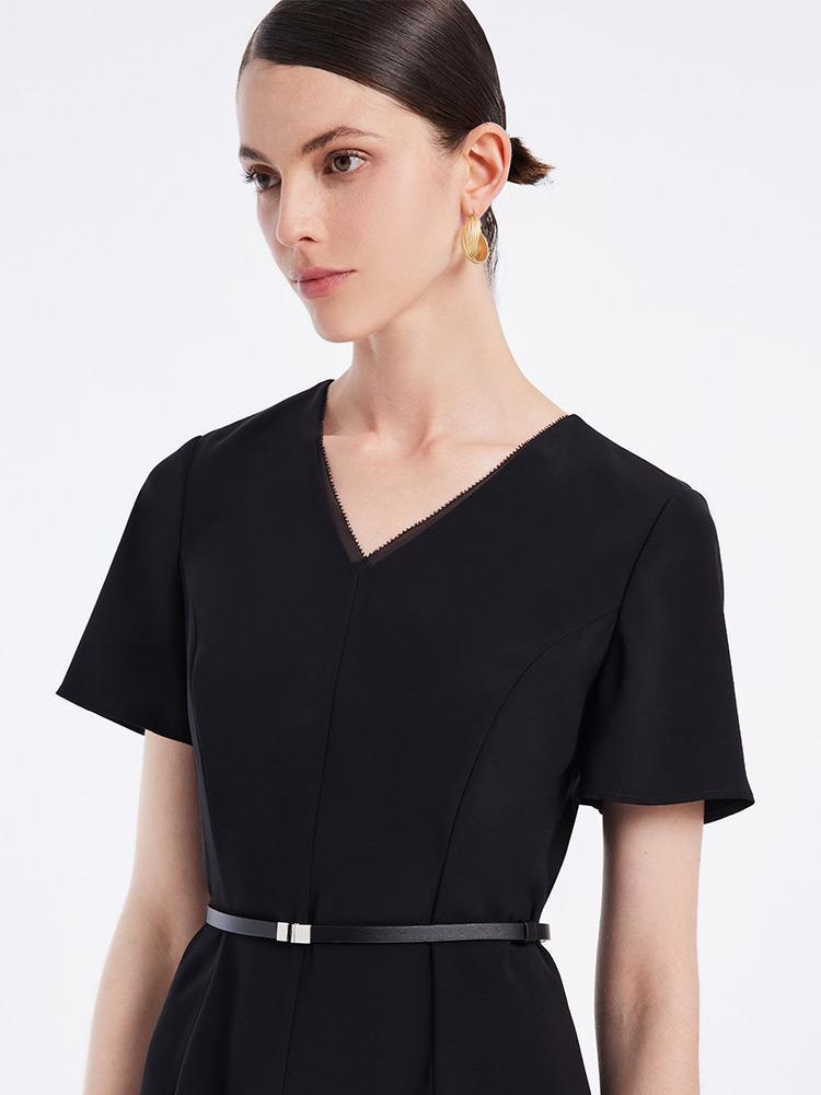 Triacetate Dress With Leather Belt GOELIA