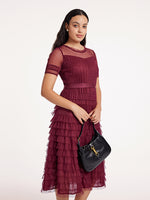 Short Sleeve Mesh Layered Dress Test Test GOELIA