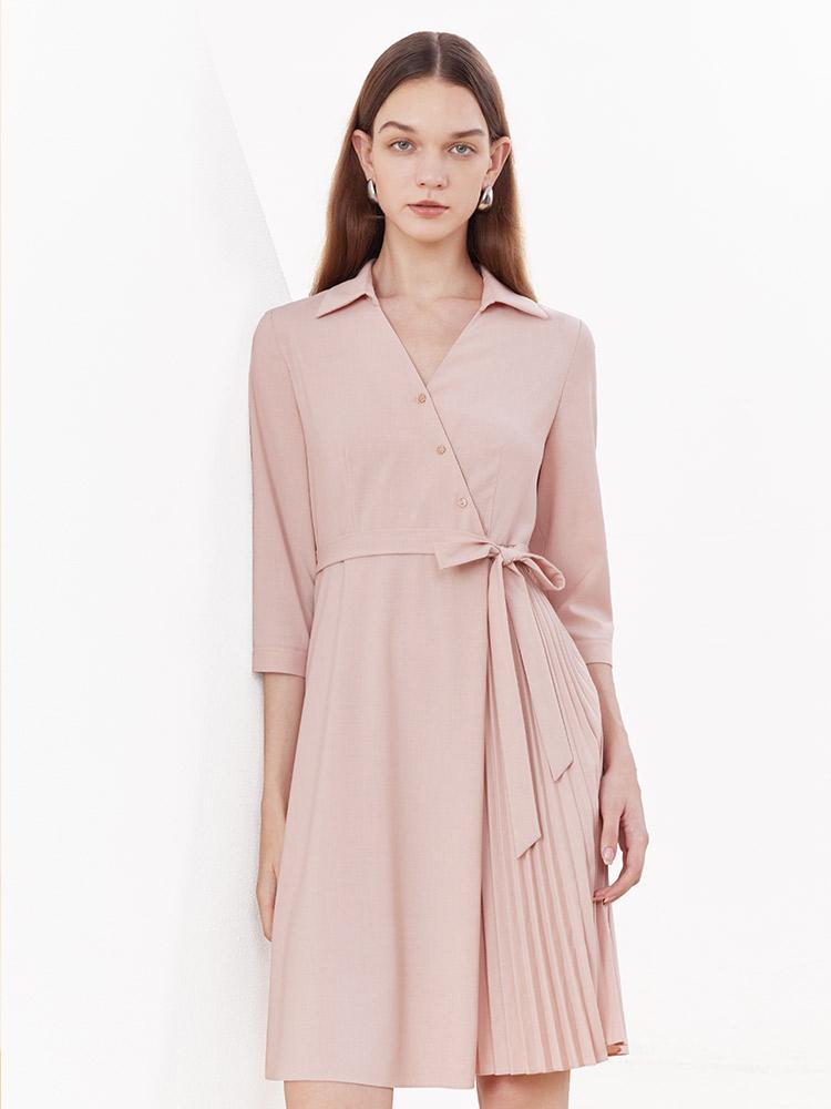 V-neck Double Layer Wrap Dress GOELIA