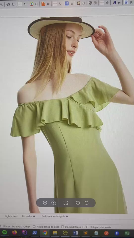 Robe à volants vert matcha 