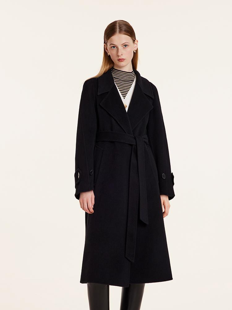 Wool And Cashmere Double-Faced Lapel Coat With Belt GOELIA