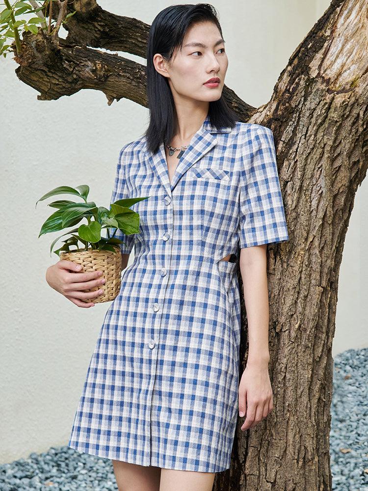 Robe courte ajustée à carreaux 