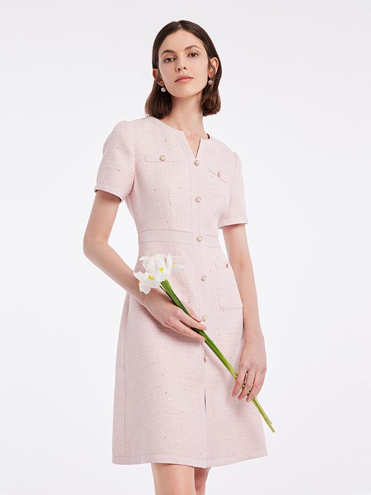 Light Pink Waist-Skimming Dress GOELIA