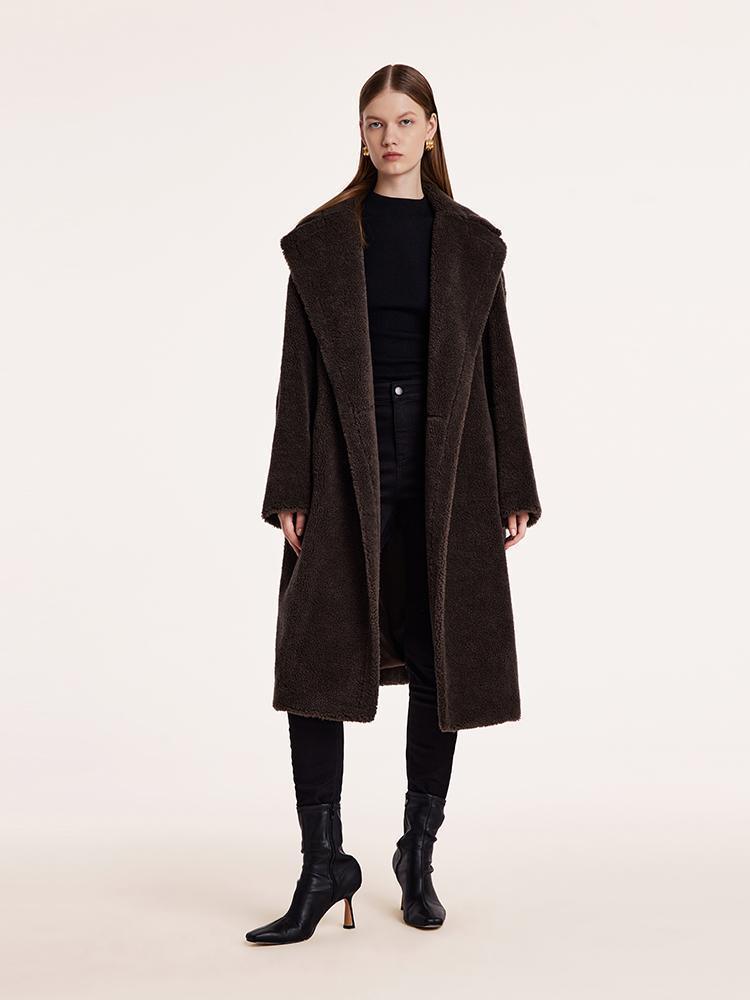 Teddy Lamb Wool Lapel Oversized Coat GOELIA