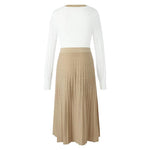 Wool Knitted Top And Pleated Skirt Two-Piece Suit GOELIA