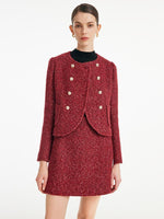 A-Line Woolen Tweed Mini Skirt GOELIA