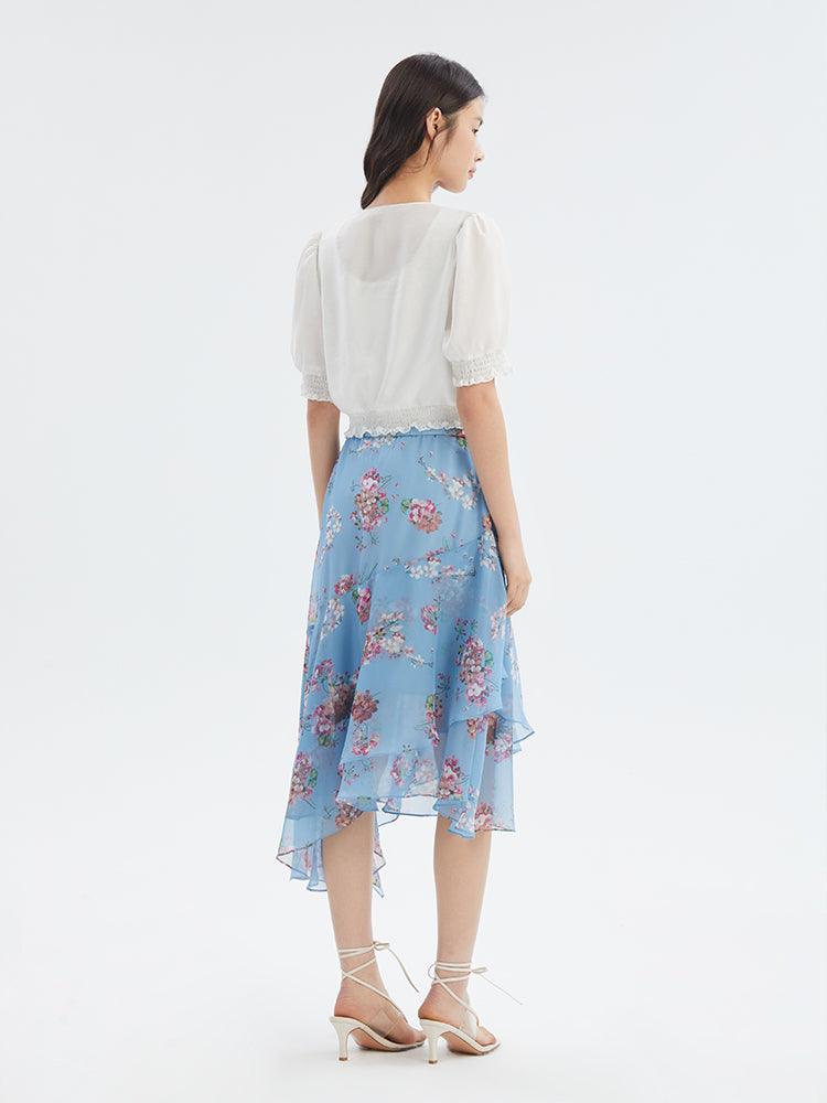 Floral Print Asymmetrical Skirt GOELIA