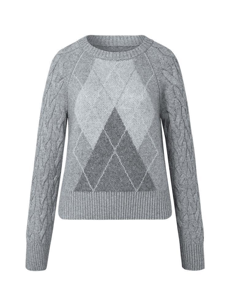 Grey Wool Jacquard Sweater GOELIA