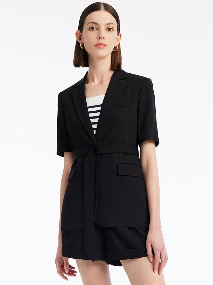 Acetate Half Sleeve One Button Blazer GOELIA