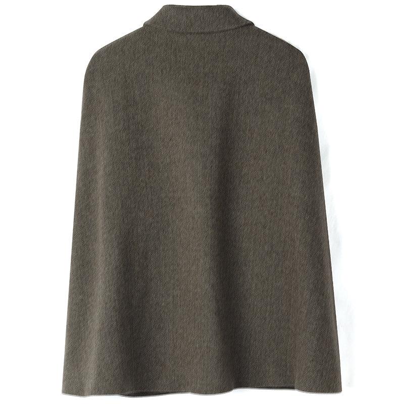 Coffee Brown Washable Wool Two-piece Cloak GOELIA