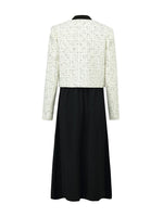 Wool Blend Tweed Short Jacket And Long Sleeve Dress Set GOELIA