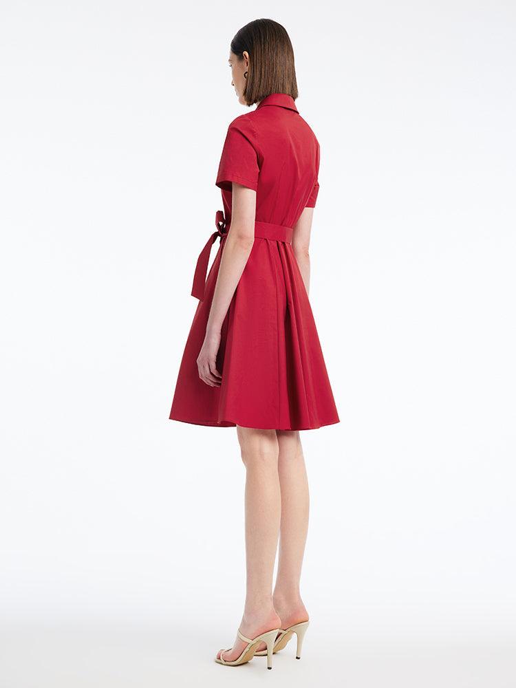 Square Neck Dress With Belt GOELIA