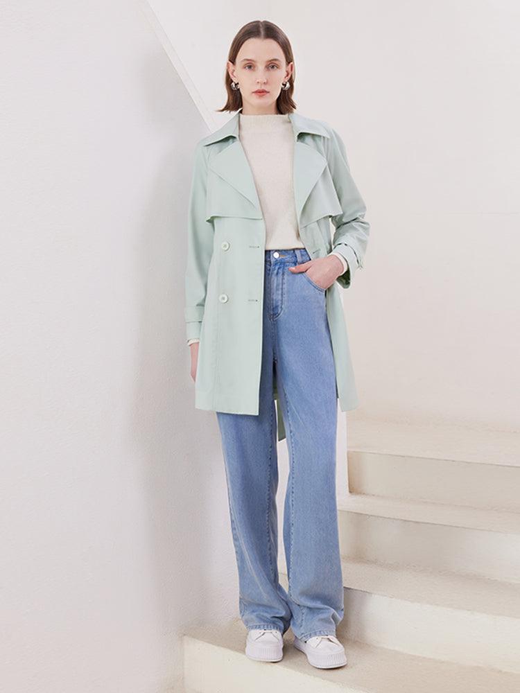 Candy Color Worsted Woolen Mid-length Trench Coat GOELIA