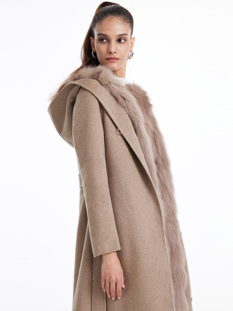 Pure Cashmere Fox Fur Waistcoat Two-piece Coat GOELIA