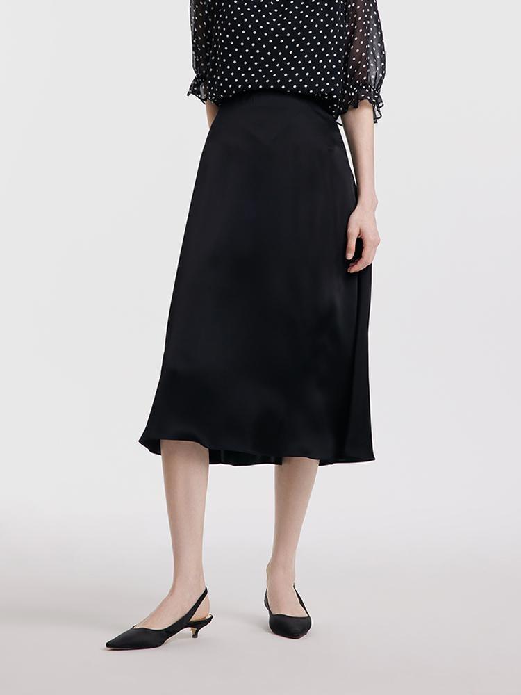 Black Triacetate A-line Skirt GOELIA