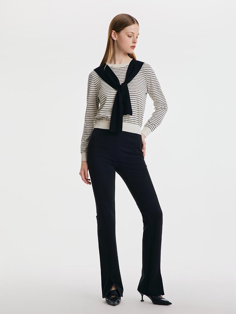 Striped Woolen Top With Shawl GOELIA