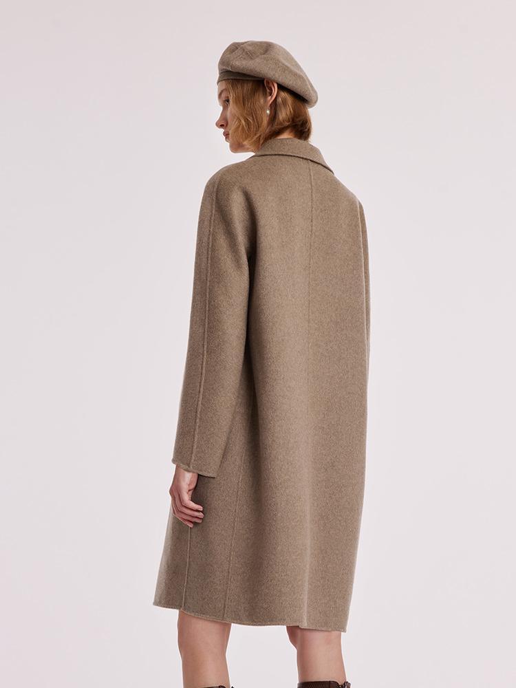 Brown Pure Cashmere Lapel Coat GOELIA