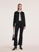 Black Pure Woolen Tweed Jacket GOELIA