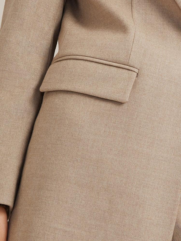 Khaki Worsted Woolen Blazer GOELIA