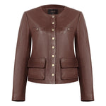 Round-neck Goat Leather Jacket GOELIA