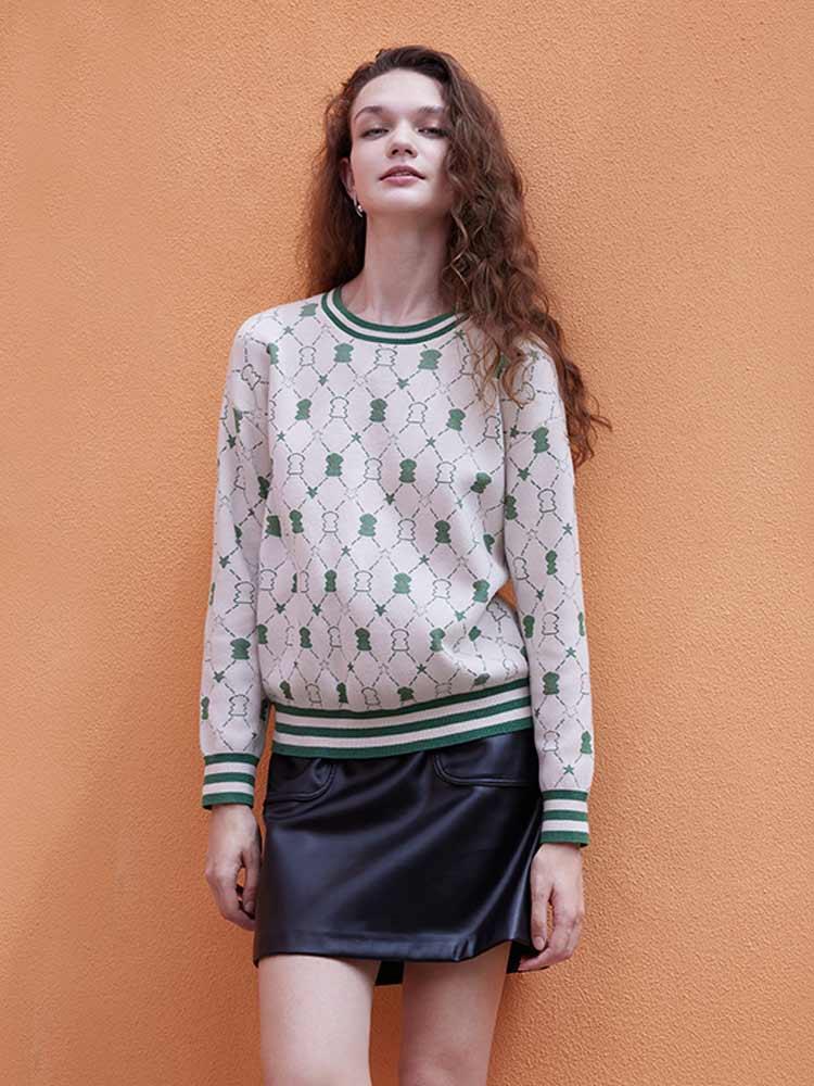 Floral Woollen Jacquard Sweater GOELIA