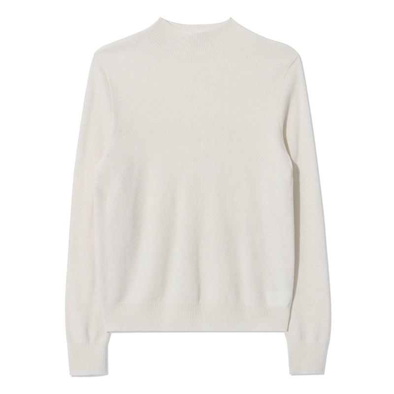 White Soft Slim Woolen Sweater GOELIA