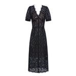 Lace V-Neck Mid Sleeve Dress GOELIA