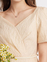 V-neck A-shape Elegant Jacquard Dress GOELIA