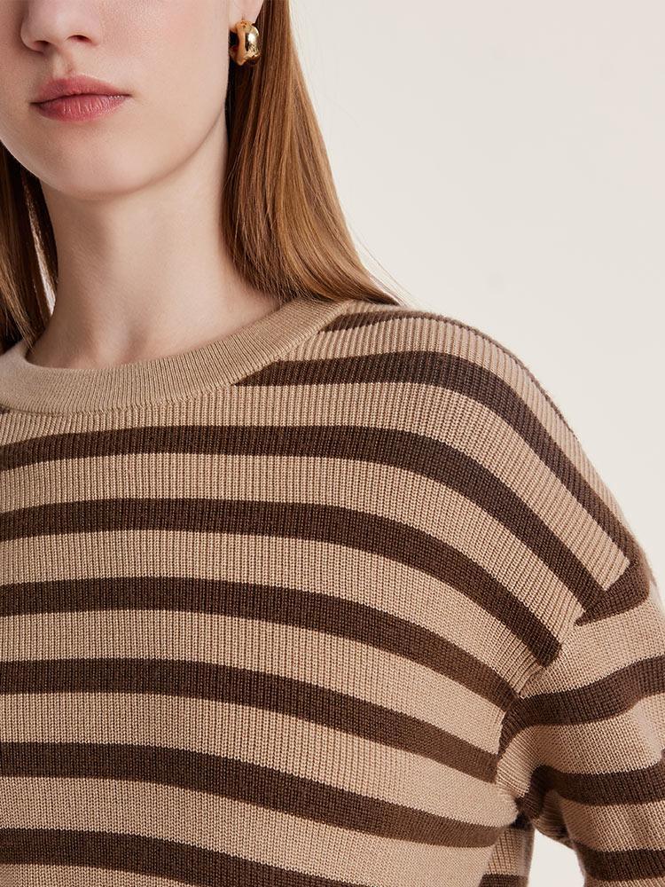 Machine Washable Wool Stripe Sweater GOELIA