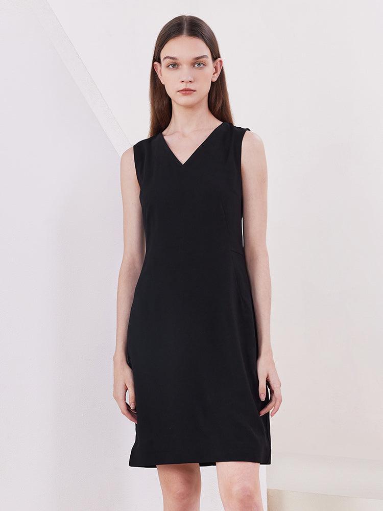 Black Slim Acetate Vest Dress GOELIA