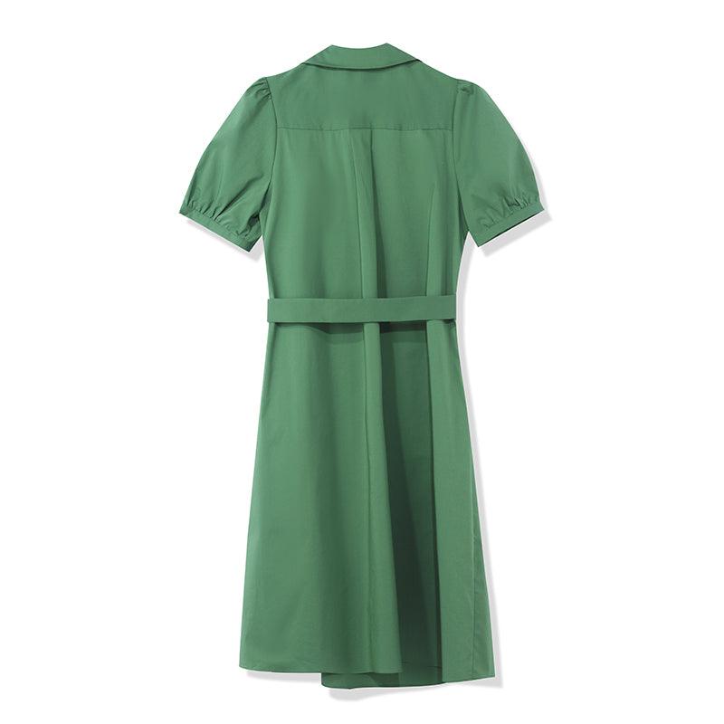 V-Neck Wrap-around Pleated Dress GOELIA