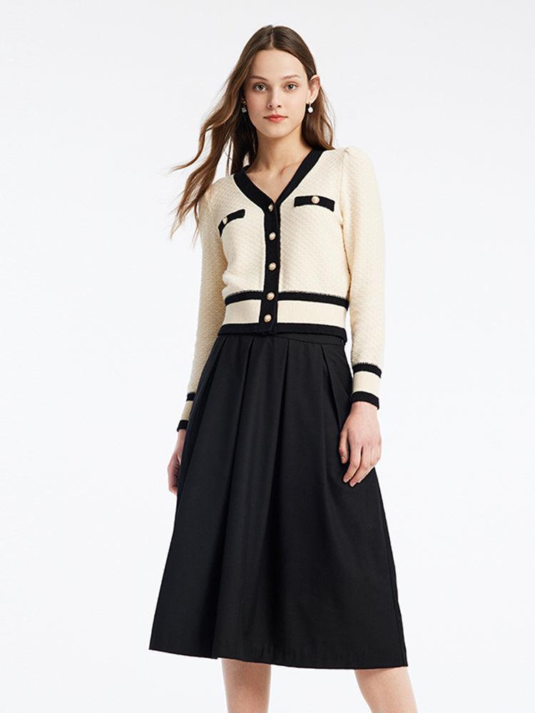 Classic Tweed Jacquard Cardigan& Skirt Two-Piece Suit GOELIA