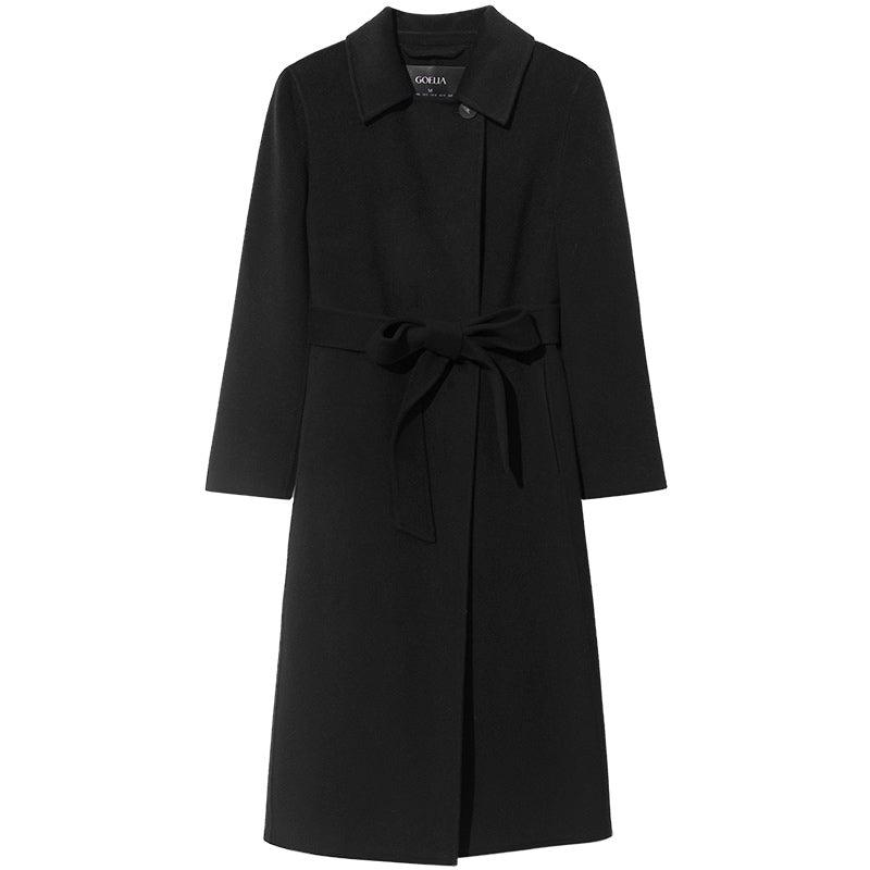 Single-Breasted Mulberry Silk  Woolen  Coat GOELIA