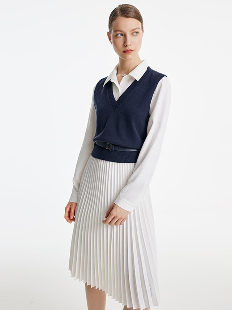 White Shirt-Style Two-Piece Dress GOELIA