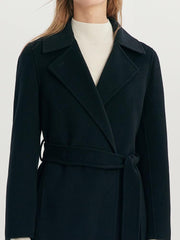 Single-Breasted Mulberry Silk  Woolen  Coat GOELIA