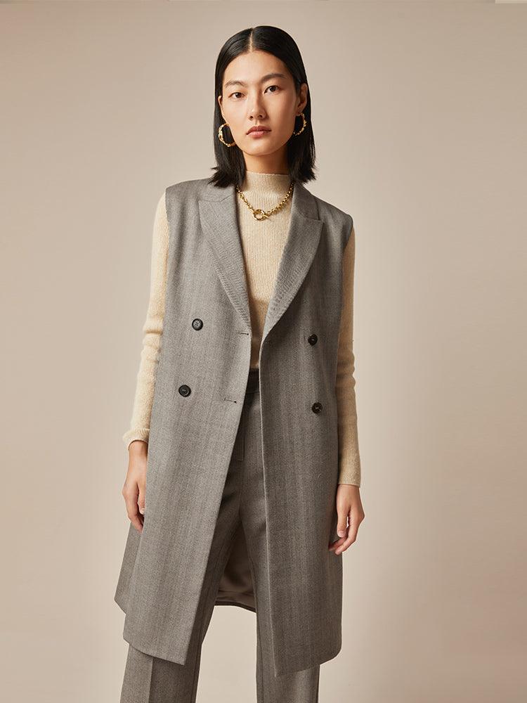 Grey Washable Woolen Vest GOELIA