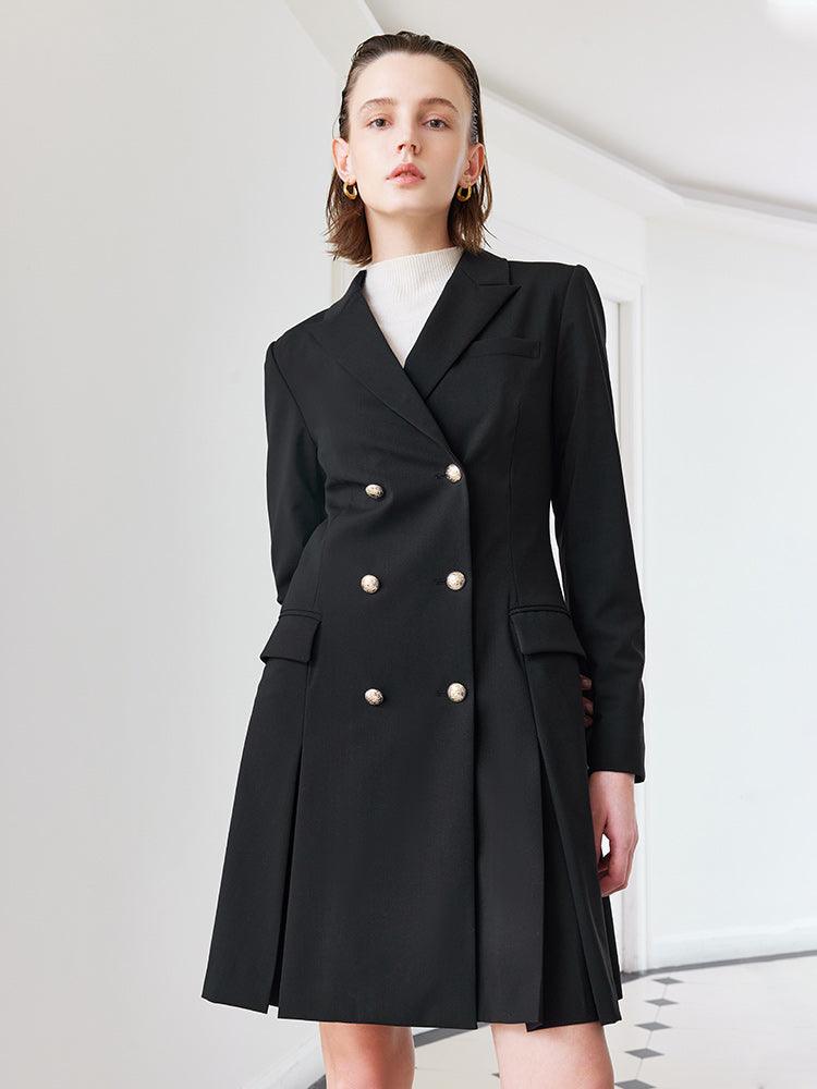 Double-Breasted Woolen Blazer Dress GOELIA