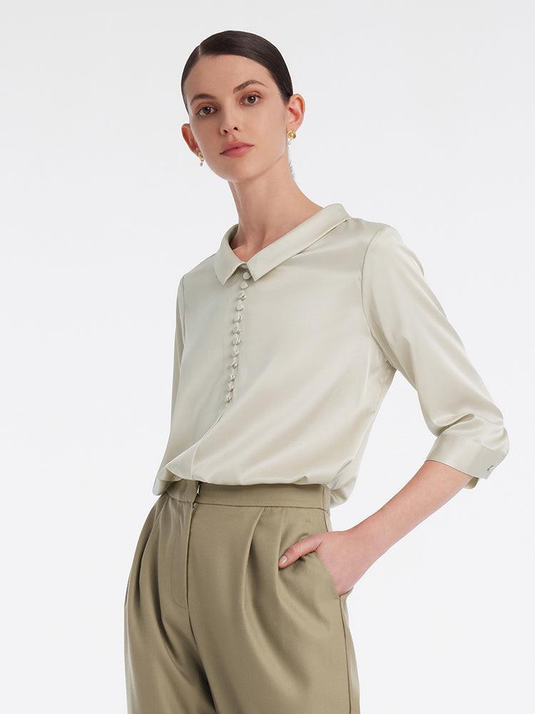 Mulberry Silk Lapel Collar Shirt GOELIA