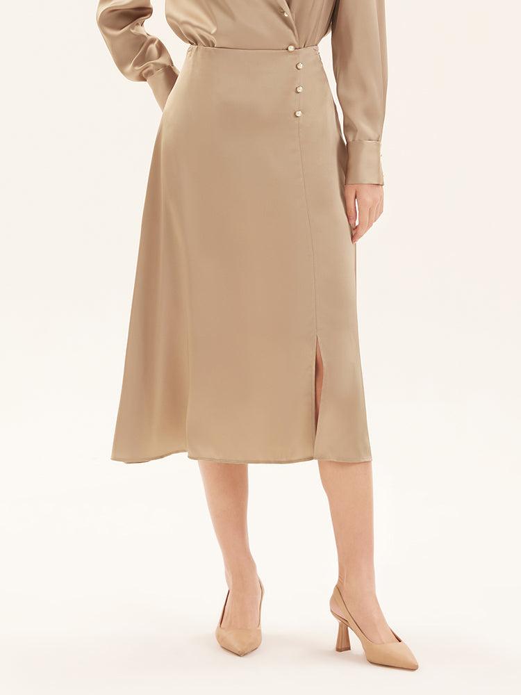 Triacetate A-Line Mid-Calf Skirt GOELIA