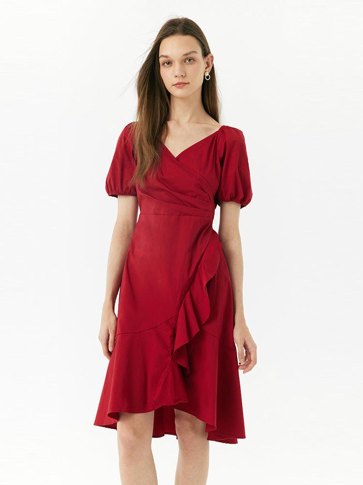 V-Neck Ruffle Dress GOELIA