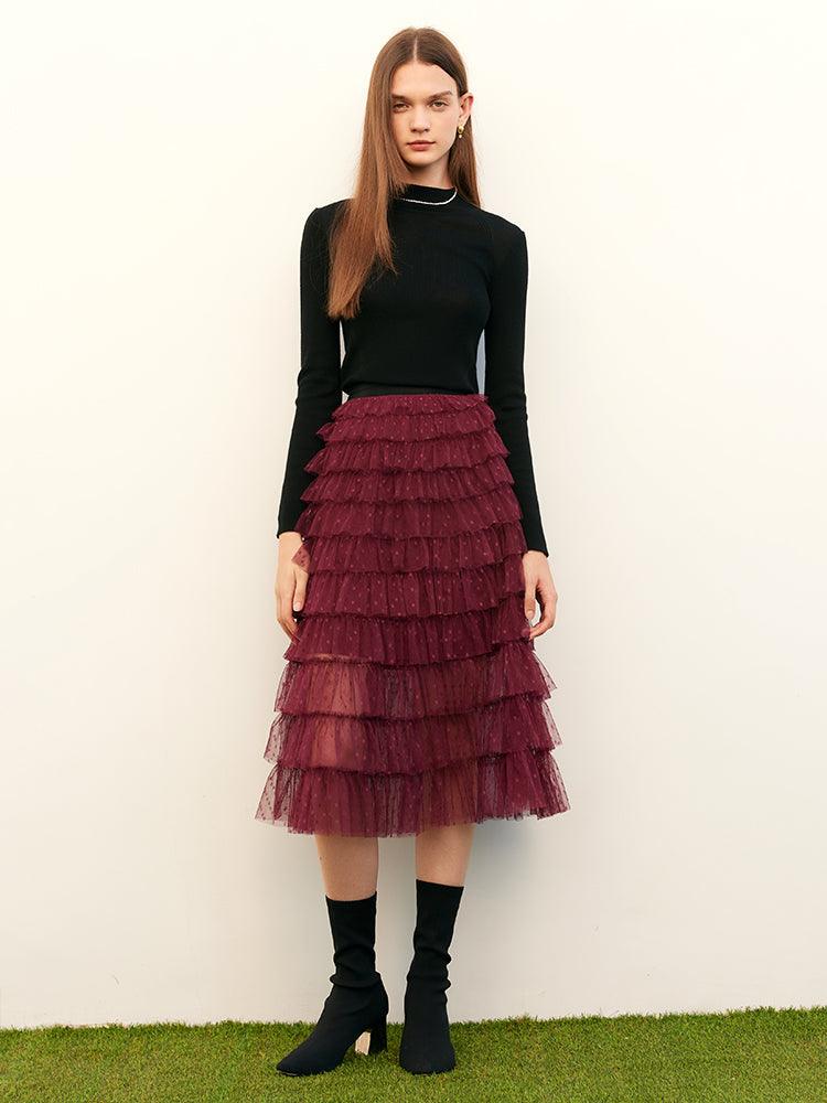Mesh Wrinkle Skirt