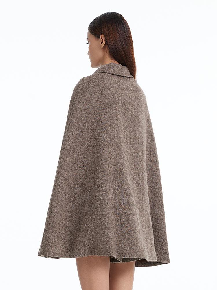 Coffee Brown Washable Wool Two-piece Cloak GOELIA