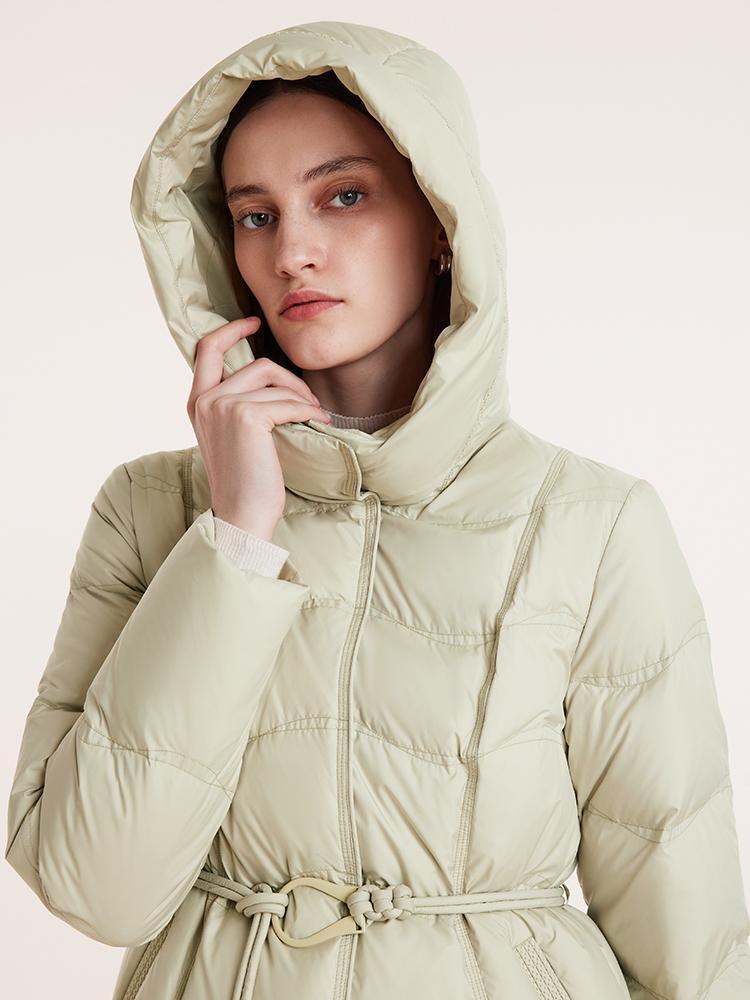 Hooded Slim Mid-Length Goose Down Garment GOELIA